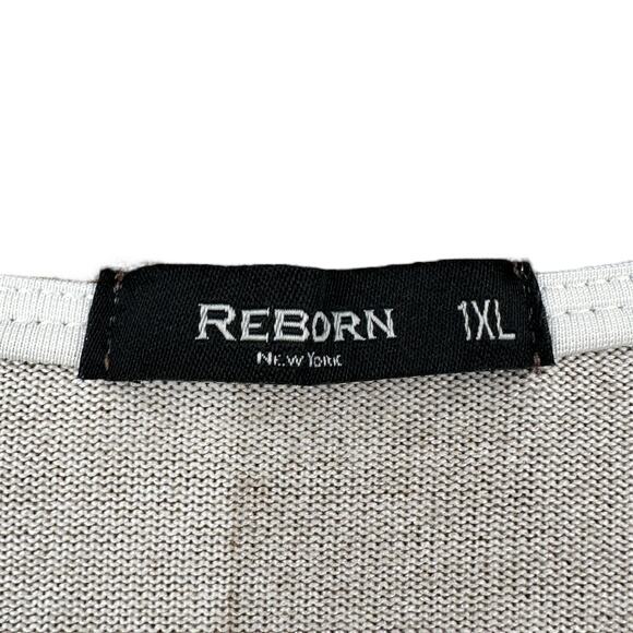 Reborn Brown Black Plaid Pattern Button Detail Long Sleeve Color Block Tunic 1XL - Picture 4 of 8